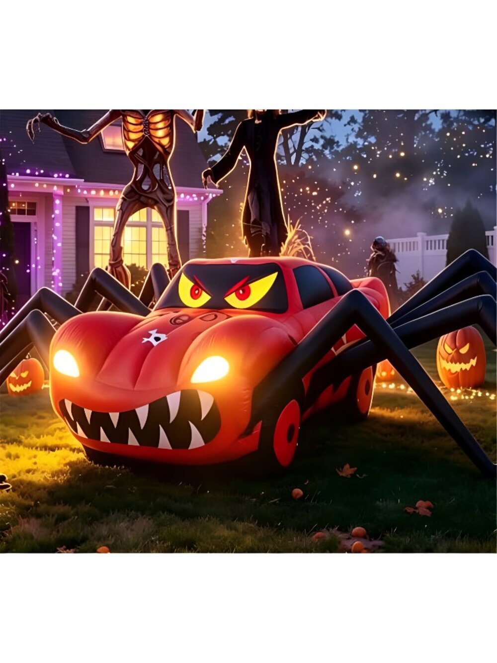 19.7 FT Giant Halloween Inflatables Spider Car Outdoor Decorations